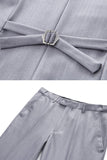 Cinzento Claro 3 Peças Notched Lapela Fatos Formais Masculinos