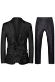 Notched Lapel Single Breasted Jacquard 2 peças roxas ternos de baile de formatura