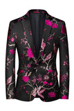 Notched Lapel Single Breasted Jacquard 2 peças roxas ternos de baile de formatura