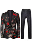 Notched Lapel Single Breasted Jacquard 2 peças roxas ternos de baile de formatura