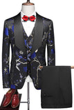 Xaile roxo lapela Jacquard 3 peças homens ternos de baile