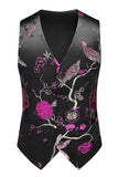 Xaile roxo lapela Jacquard 3 peças homens ternos de baile