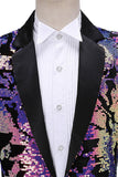 Sparkly Men's Blue Purple Notched Lapel Prom Blazer Com Lantejoulas