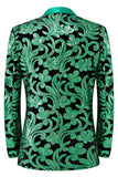 Verde 2 Peça Jacquard Xaile Lapela Homens Prom Suits
