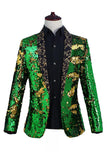 Xale Brilhante Lapela Roxo E Azul Masculino Prom Blazer Com Sequins