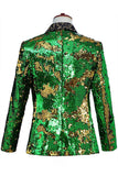 Xale Brilhante Lapela Roxo E Azul Masculino Prom Blazer Com Sequins