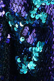 Xale Brilhante Lapela Roxo E Azul Masculino Prom Blazer Com Sequins