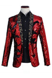 Xale Brilhante Lapela Roxo E Azul Masculino Prom Blazer Com Sequins