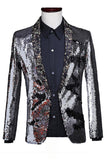 Xale Brilhante Lapela Roxo E Azul Masculino Prom Blazer Com Sequins