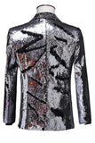 Xale Brilhante Lapela Roxo E Azul Masculino Prom Blazer Com Sequins