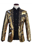 Xale Brilhante Lapela Roxo E Azul Masculino Prom Blazer Com Sequins
