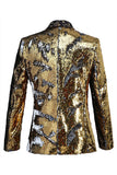 Xale Brilhante Lapela Roxo E Azul Masculino Prom Blazer Com Sequins