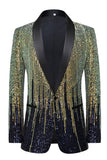 Blazer de Baile de Formatura de Lapela Preto Masculino com Sequins