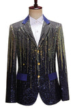 Blazer de Baile de Formatura de Lapela Preto Masculino com Sequins