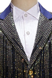 Blazer de Baile de Formatura de Lapela Preto Masculino com Sequins