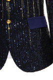 Blazer de Baile de Formatura de Lapela Preto Masculino com Sequins