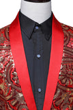 Sparkly Sequins Masculino Xale Vermelho Lapela Prom Blazer