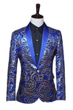 Sparkly Sequins Masculino Xale Vermelho Lapela Prom Blazer