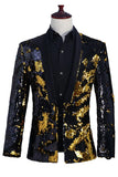 Prata Brilhante e Xale Dourado Lapela Masculino Prom Blazer com Sequins