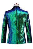 Prata Brilhante e Xale Dourado Lapela Masculino Prom Blazer com Sequins