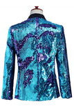 Prata Brilhante e Xale Dourado Lapela Masculino Prom Blazer com Sequins
