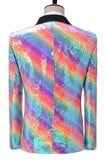 Sparkly Rainbow Shawl Lapel Men's Prom Blazer com Sequins