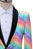 Sparkly Rainbow Shawl Lapel Men's Prom Blazer com Sequins