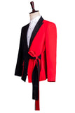 Preto e Vermelho 2 Piece Peak Lapel Terno Masculino com Sash