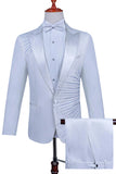 2 Piece Pico Lapela Um Botão Terno Masculino Preto com Missangas