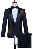 Xale Branco Lapela Slim Fit 2 Peças Terno de Baile de Formatura Masculino com Missangas