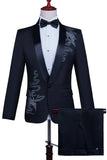 Xale Branco Lapela Slim Fit 2 Peças Terno de Baile de Formatura Masculino com Missangas