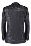 Sparkly Preto Notched Lapela 2 Peças Masculino Prom Terno com Flor 3D