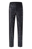 Sparkly Preto Notched Lapela 2 Peças Masculino Prom Terno com Flor 3D