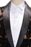 Preto e Dourado Lantejoulas Xale Lapela Masculino Prom Blazer