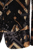Preto e Dourado Lantejoulas Xale Lapela Masculino Prom Blazer