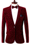Red Notched Lapel Slim Fit One Button Blazer Masculino Prom