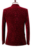 Red Notched Lapel Slim Fit One Button Blazer Masculino Prom