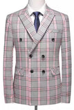 Pinkish Gray Striped 2 Peças Peaked lapela Homens Prom Suits
