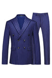 Blue Peak Lapel listrado 2 peças homens ternos
