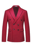 Red Striped Pico Lapela 3-Piece Homens Ternos