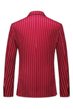 Red Striped Pico Lapela 3-Piece Homens Ternos