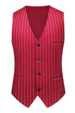 Red Striped Pico Lapela 3-Piece Homens Ternos