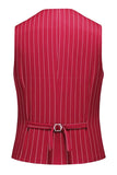 Red Striped Pico Lapela 3-Piece Homens Ternos