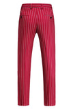 Red Striped Pico Lapela 3-Piece Homens Ternos