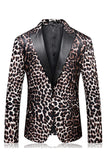Leopard Peak Lapel 2 peças ternos de baile de formatura masculino