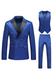 Pink Print Pico Lapela 3-Piece Homens Prom Suits