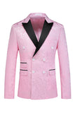Pink Print Pico Lapela 3-Piece Homens Prom Suits