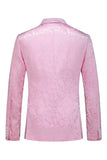 Pink Print Pico Lapela 3-Piece Homens Prom Suits