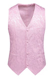 Pink Print Pico Lapela 3-Piece Homens Prom Suits