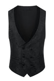 Xale Preto Lapela Um Botão 3-Piece Homens Ternos